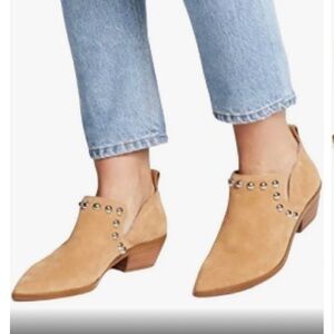 Rebecca Minkoff Katen Studded Booties in tan suede. Size 7.5